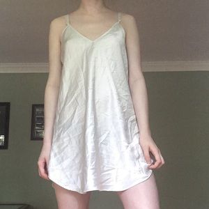 Vintage white silky slip mini dress